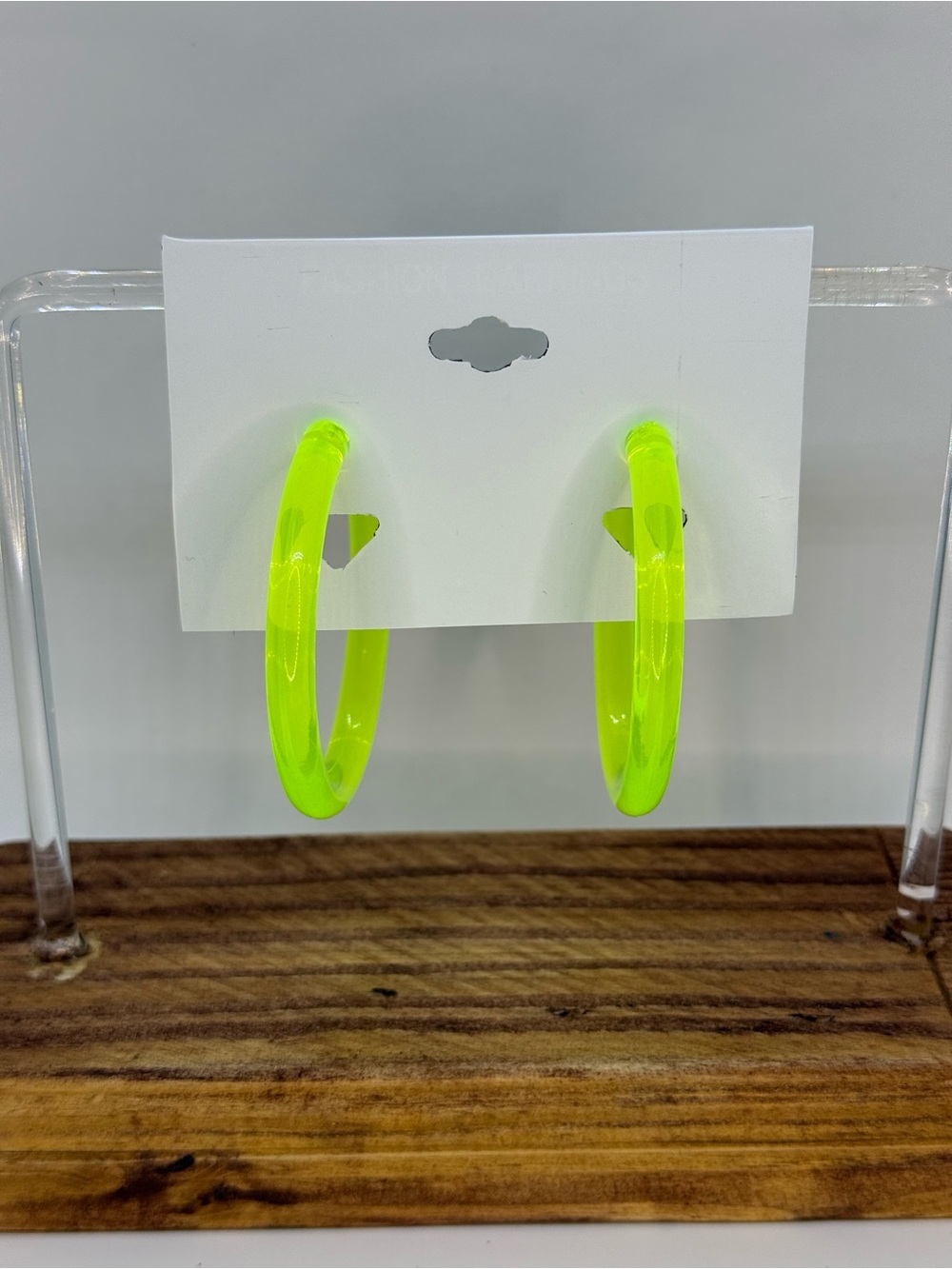 Neon Yellow-Green Acrylic Hoop Earrings